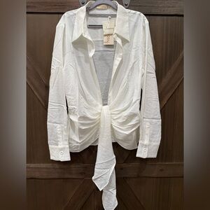 Choosy Women's‎ White Tie-Front Blouse